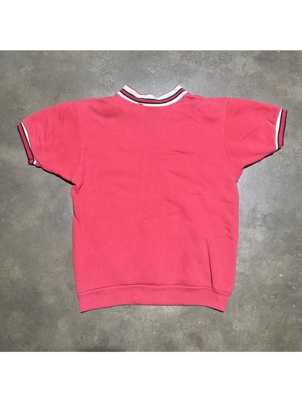 Vintage 60s Healthknit Red Cotton Short Sleeve Sweatshirt